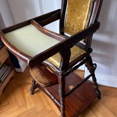 Antique High Chair folds Inlaid Play Table