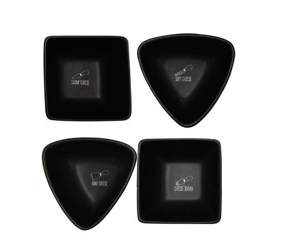 Snack Bowls With Tray Black & Cream