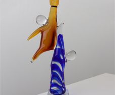 Handcrafted Glass Sculpture BasketballAbstract Modern Art