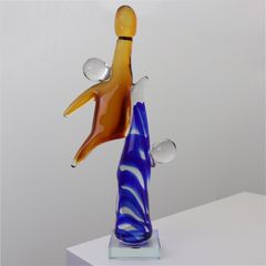 Handcrafted Glass Sculpture BasketballAbstract Modern Art