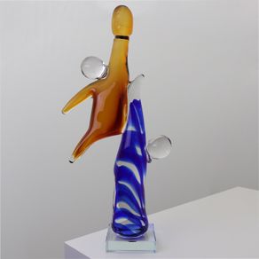 Handcrafted Glass Sculpture BasketballAbstract Modern Art