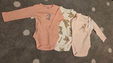 Set of 3 x Disney Bambi Long-sleeved Bodysuits / vests BNWT (3-6 months)