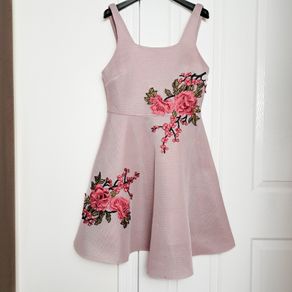 New Look Pink Floral Embroidered A-line Sleeveless Dress 12UK/40EU