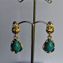 Ornate Floral Glited Turquoise Drop Earrings Image 6