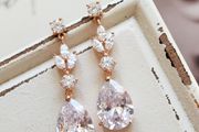 Vintage Stye Crystal Dangle Rose Gold Earrings