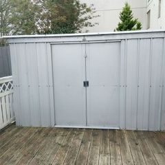 STEEL SHED , 2.8m long, 1.1m deep and 1.73 high.
