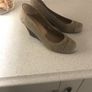 Size 7 wedge beige shoes. Image 2
