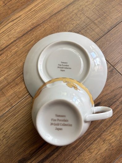vintage Yamasen Fine Porcelain cup and saucer set from Japan, likely part of the 24K Gold Collection