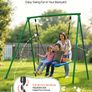 Swing Set for Backyard 100 cm Saucer Swing Seat with Heavy Duty A-Frame Metal Stand, 199.6 kg Load Capacity, Reinforced with Spiral Ground Anchors Image 2