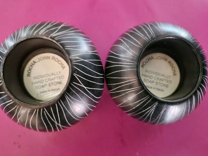 John Rocha Hand Crafted Soap Stone Tea Light Holders