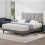 King Bed Frame, Light Grey, Upholstered Wooden Slat Bed Frame with Headboard, Easy Assembly, Underbed Storage, No Box Spring Needed 150x200 Image 5