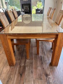 Dining Table 2m and 6 Chairs Solid Oak