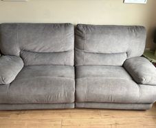 3 + 1 Grey Suede Electric Reclining Couch & Armchair