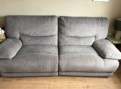 3 + 1 Grey Suede Electric Reclining Couch & Armchair