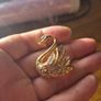 Vintage Gold Plated Glass Diamonds Swan Brooch Image 7