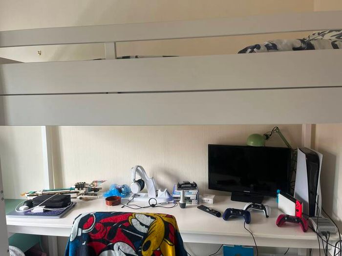 1 white high sleeper loft gaming bed left