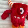 Keel Toys Monsterous Bullseye Plush Red Monster Striped Horns Halloween Used Please look at the pictures Image 3