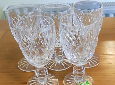 5 Waterford Crystal Sherry Glasses These are Waterford Crystal Boyne sherry glasses