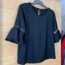River Island Black & Gold Bell Sleeve Top Image 3