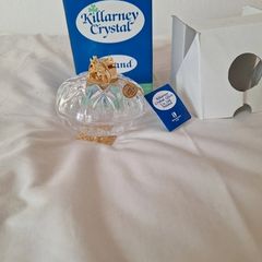 Killarney Crystal happy birthday dish with lid