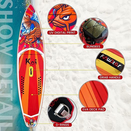 SUP Inflatable Stand Up Paddle Board 11'6"/11'/10'5" Ultra-Light with Inflatable Board,ISUP Accessories,Three Fins,Adjustable Paddle, Pump,Backpack, Leash,Waterproof Bag (FREE SHIPPING)