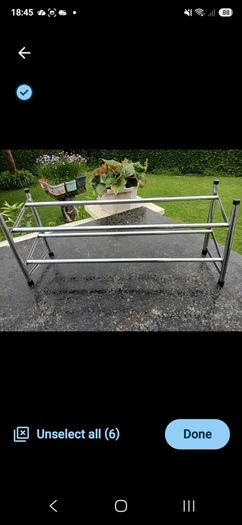 Clothes rail and shoe rack.