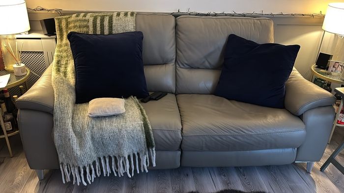 Electric Recliner sofa, Grey leather with USB ports
