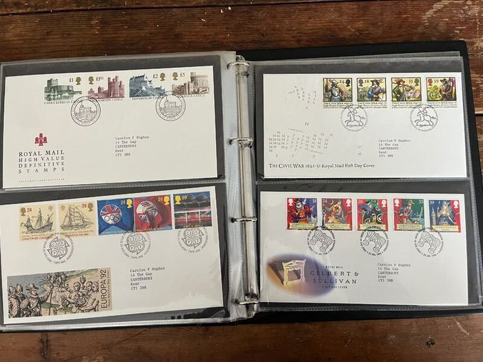 Collection of  74 UK First Day Cover stamps 1987 to 1992 in album plus 5 extra pages and book