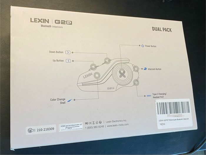Lexin G2P Motorbike helmet intercom Dual Pack