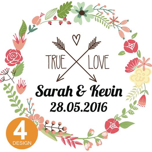 Personalised Wedding Coasters Print name date & any text! 10 Designs!