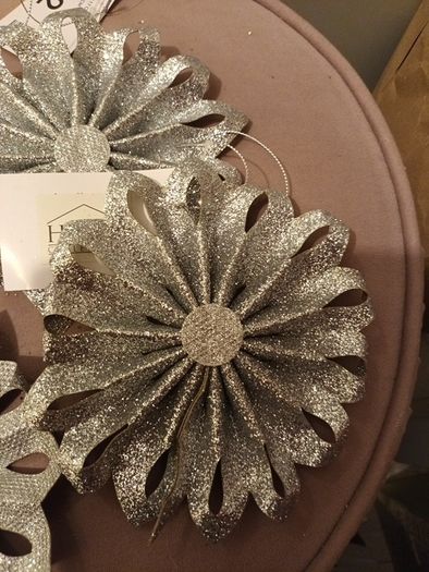 5 x luxury silver christmas hanging decorated with gems