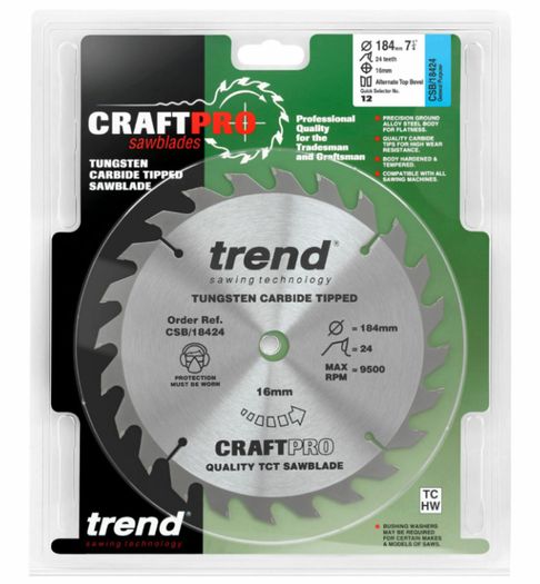 Trend CSB/18424 CraftPro Saw Blade General Purpose 184mm x 16mm x 24T