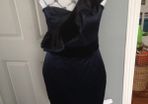 NWT ASOS Navy One Shouldered Dress with Black Velour Detail (Size 10-12)