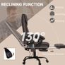 6-Point Massage Office Chair, PU Leather Desk Chair with Adjustable Height and Footrest for Home Office, Brown Image 7