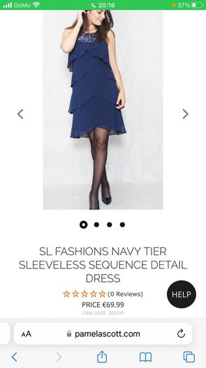 S L fashions navy ruffled designer dress
