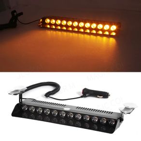 12 LED Car  Yellow Amber Orange Strobe Light Flash Warning Signal Beacon Police Fireman Emergency Windshield Trailer Vehicle Indicators Waterproof