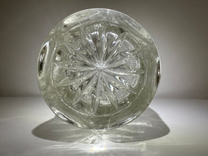 1920s Brockwitz Clear Pressed Glass Cylinder Vase (Moonprint Star Pattern)
