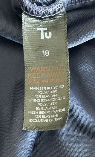 Ladies Navy & White Swimsuit from TU  Size UK 18 / EU 46