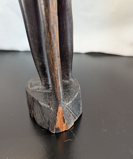 African Wooden Figures Pair Warrior Spear Water Carrier Hand Carved