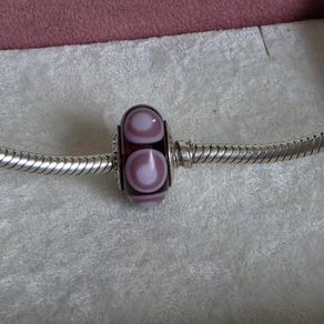 Pandora purple stepping stones murano glass charm very good condition hallmarked