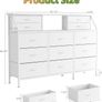 Dresser for Bedroom with 13 Drawers, 55 Wide Chest of Drawers, Fabric Dresser with 2 Wooden Shelves Image 10
