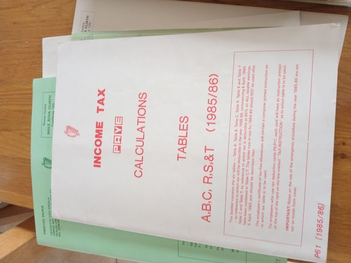 tax books,ie  p.r.s.i etc