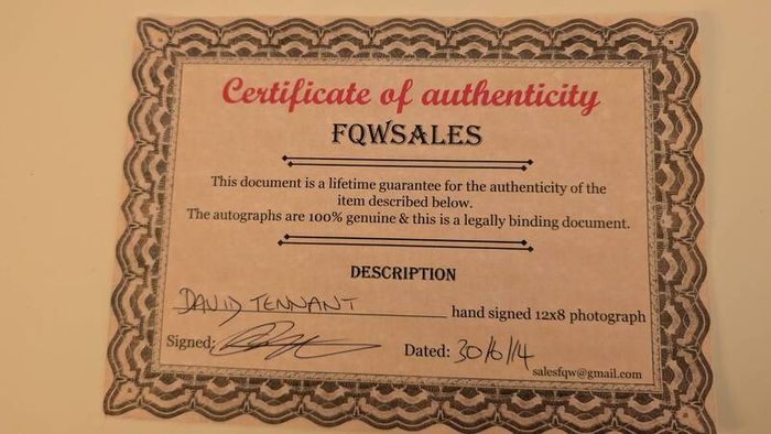David Tennant Doctor Who Signed Autograph & Certificate of Authenticity