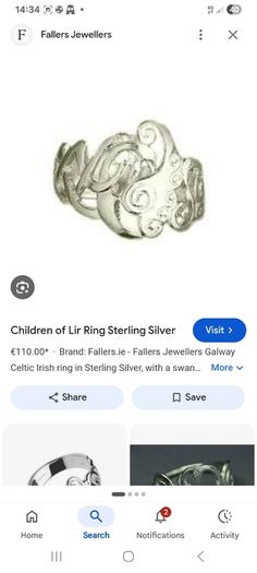 Silver Children of Lir Ring
