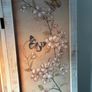 Three-panel room divider with floral and butterfly print Image 2