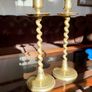 Vintage Brass Single Barley Twist Candlesticks Pair Spiral Candle Holders Image 8