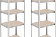 Relaxdays Heavy Duty Shelving Unit, Set of 2, 5 Shelves, 180 x 60 x 45 cm, 500 kg, Garage &amp; Warehouse, Steel, Silver
