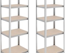 Relaxdays Heavy Duty Shelving Unit, Set of 2, 5 Shelves, 180 x 60 x 45 cm, 500 kg, Garage & Warehouse, Steel, Silver