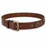 Unisex Genuine Leather Studded Belt Vintage Brown Leather Belt with Antique Brass Rivets & Buckle Image 4