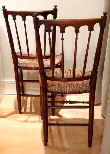 Pair of Edwardian Banister Back Chairs - Stunning!